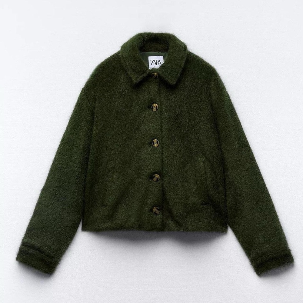 Zara Green Fur Coat Size XS